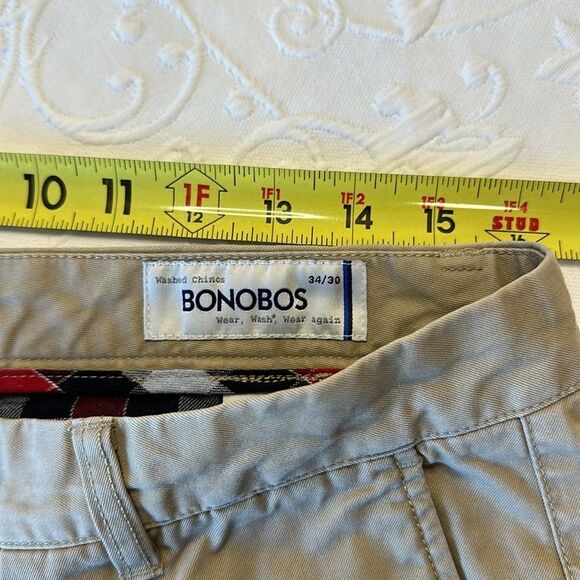 Bonobos Washed Chinos Slim Straight Men's Khaki Pants Casual Everyday 34W/30L - Picture 3 of 7